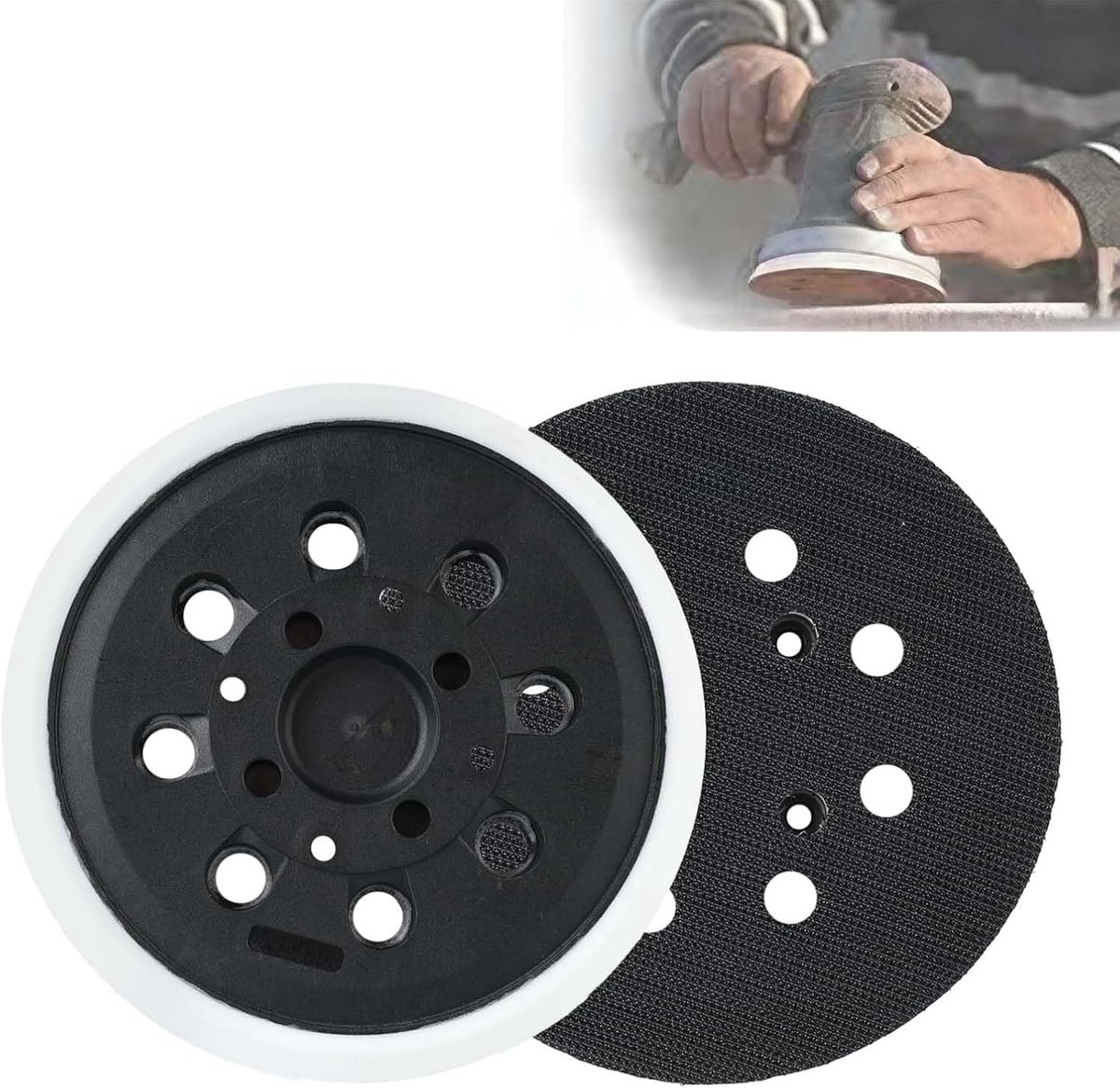 Schuurdiscs 125 mm - rubber met haak en ring - 8 gaten - geschikt voor Bosch PEX 300 AE/400 AE/4000 AE - ShopVlot