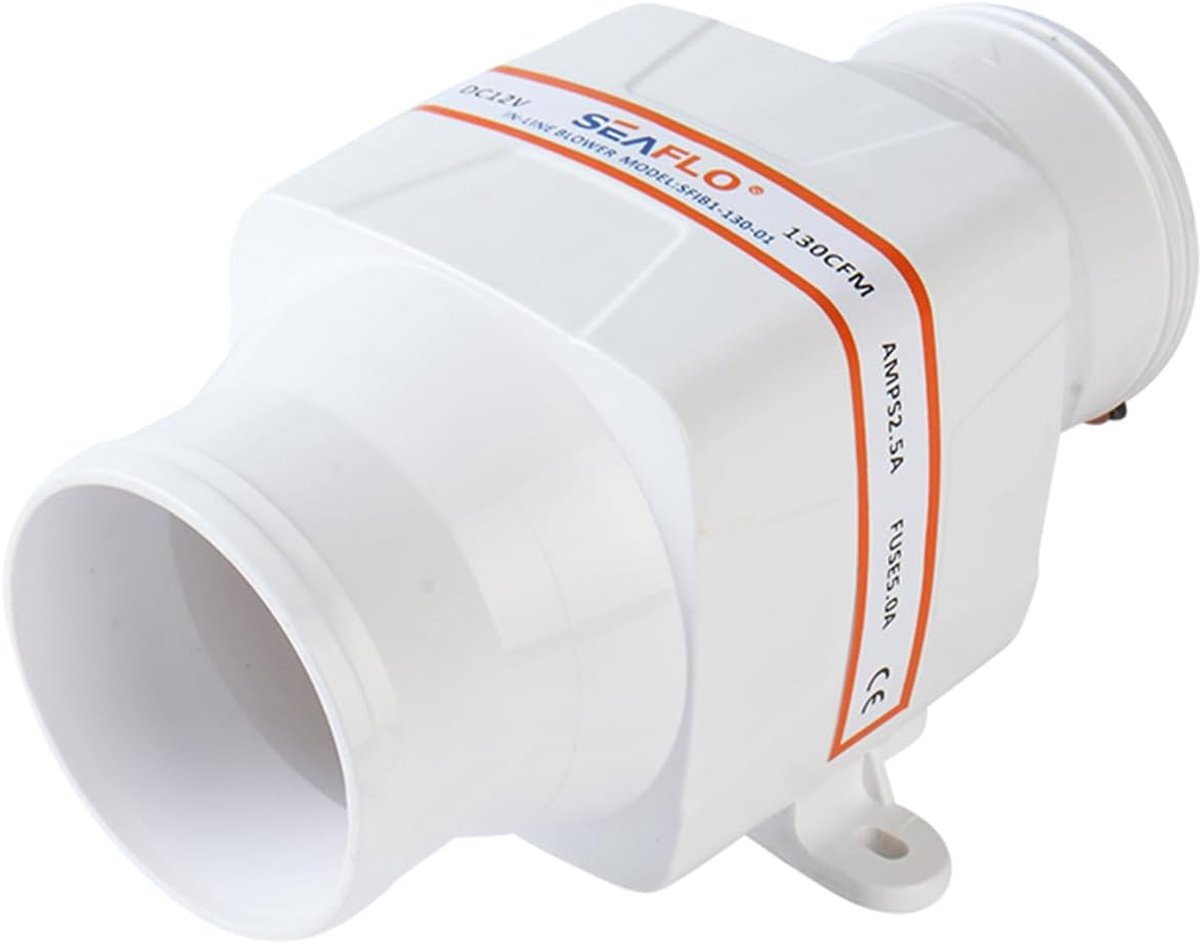 In-line bilge blower fan 130CFM - 12V DC - Compact en stil - Ideaal voor motorcompartimenten - ShopVlot