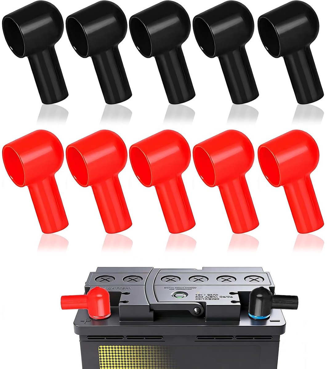 Batterij terminalcovers set van 10 - Rode & zwarte kunststof - Bescherming tegen kortsluiting - ShopVlot