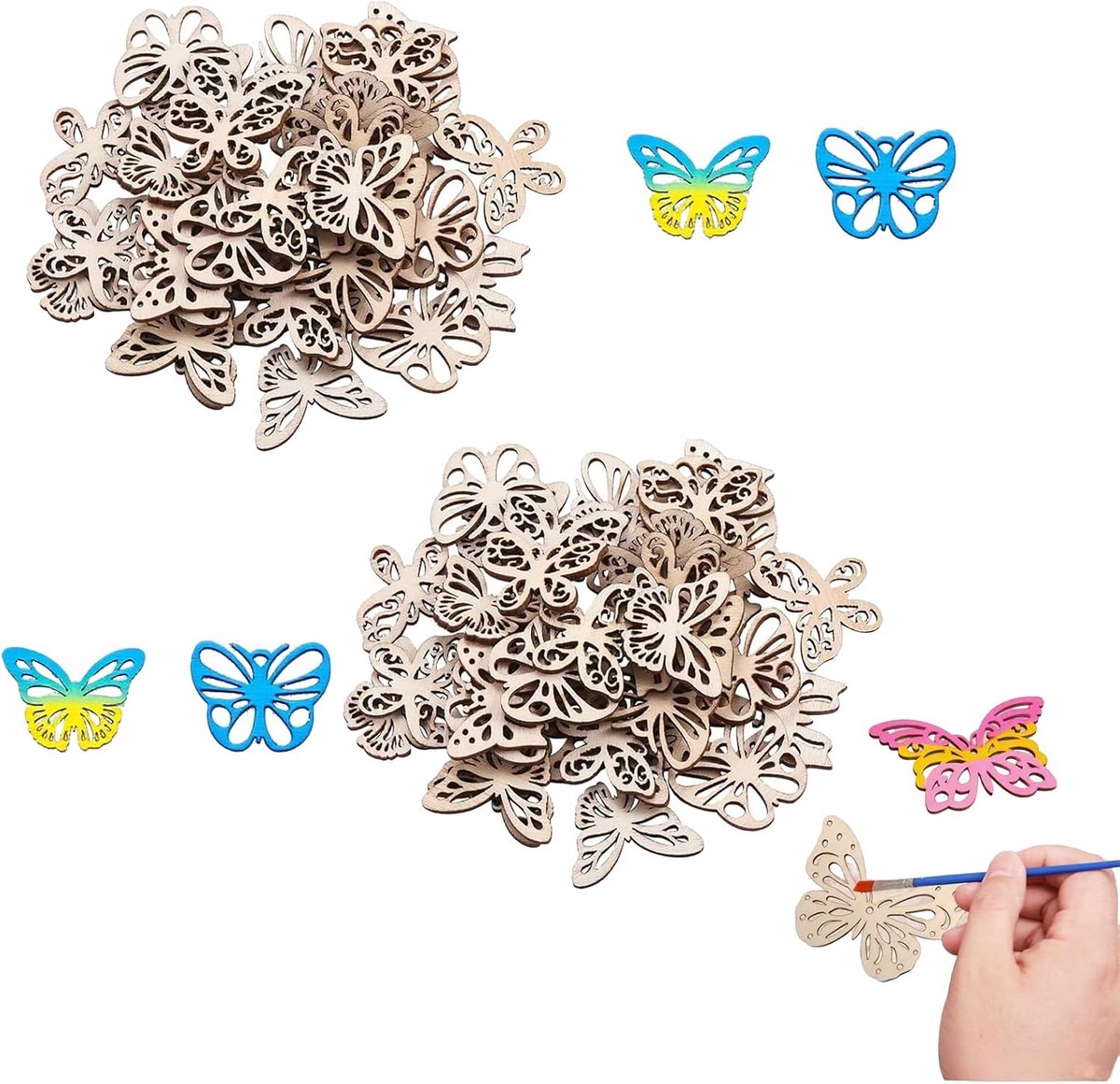 Houten Vlinder Cutouts 200 Stuks - Onbehandeld Hout - Creatieve Decoratie - Perfect voor DIY Projecten - ShopVlot