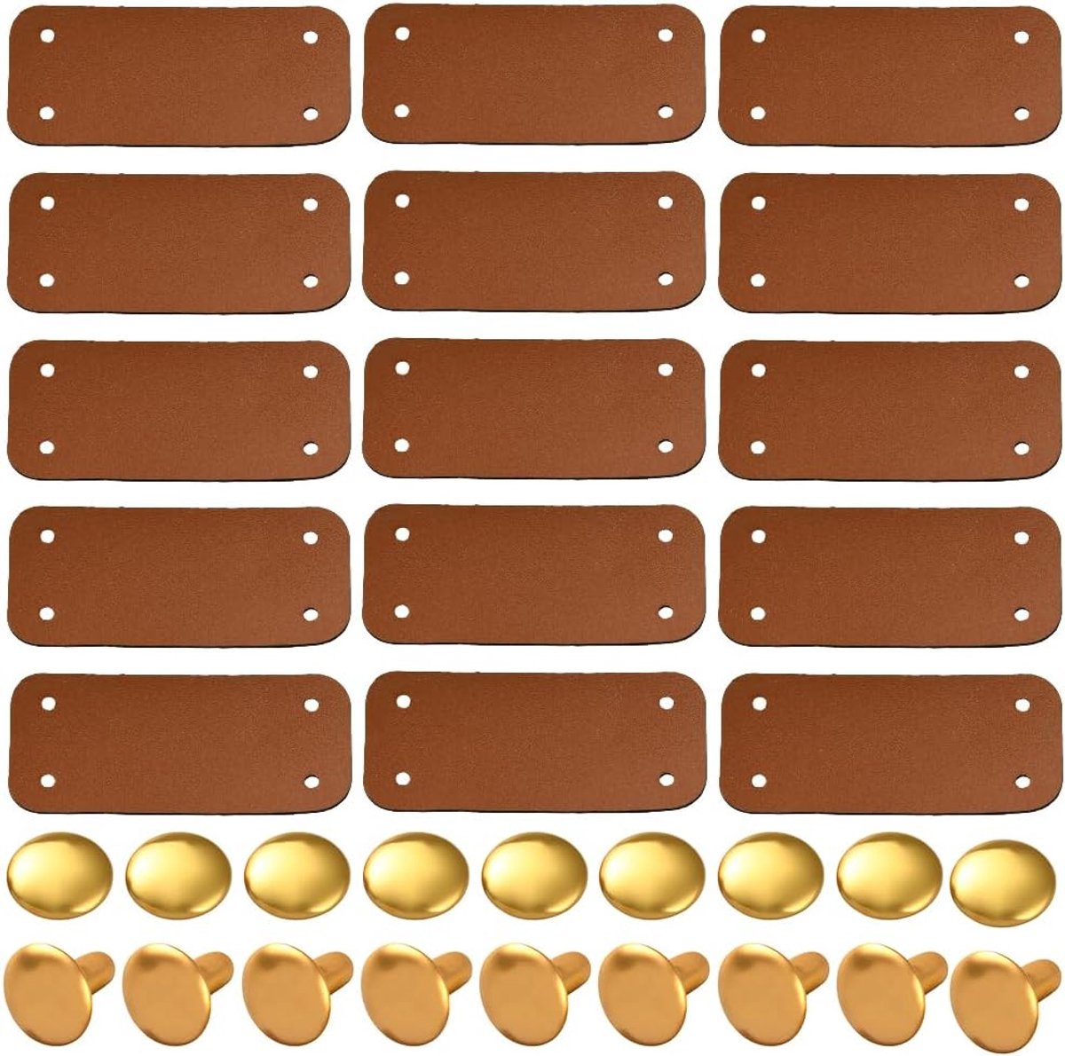 Kunstlederanhängers Set - 20 Stuks Bruin - Rechteckige Blanko Etiketten - Perfect voor Handwerk en Decoratie - ShopVlot
