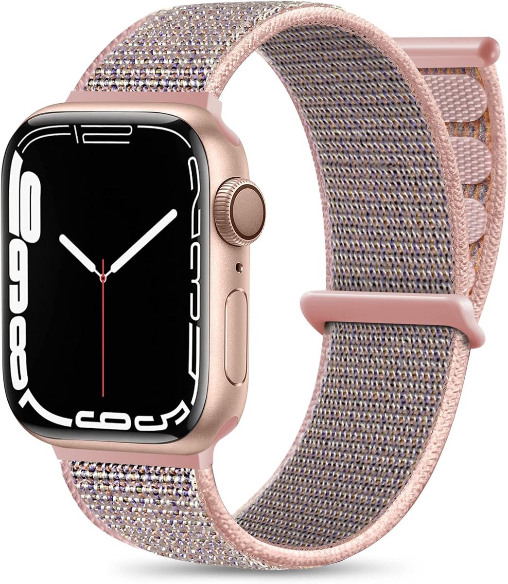Sportarmband voor Apple Watch 44mm/40mm - Nylon in zandroze - Verstelbaar en comfortabel - ShopVlot