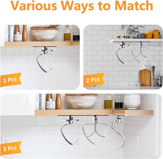 Accessoirehouders voor keukenmixer - 4 stuks - transparant - perfect voor het organiseren van Kitchen Aid accessoires - ShopVlot — afbeelding 5