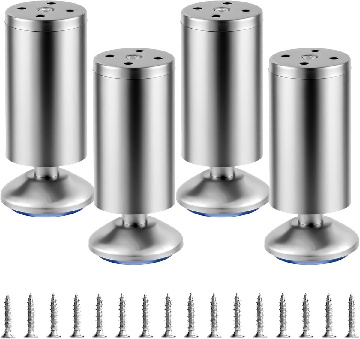 Meubelpoten 12 cm - Hoogte verstelbaar - RVS - Stabiliserend voor meubels - ShopVlot