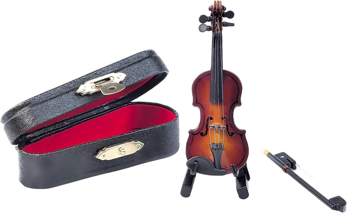 Houten Miniatuur Viool met Stand - Mini Muziekinstrument - Decoratie voor Thuis en Kantoor - ShopVlot