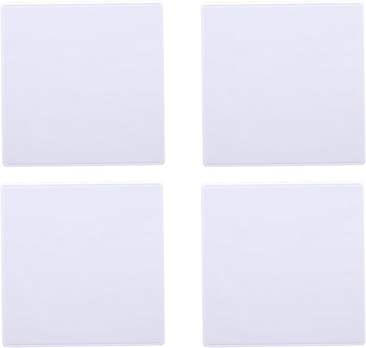 Wandplaat set van 4 - 8,6 x 8,6 cm - kunststof in wit - modern design - eenvoudig te installeren - ShopVlot