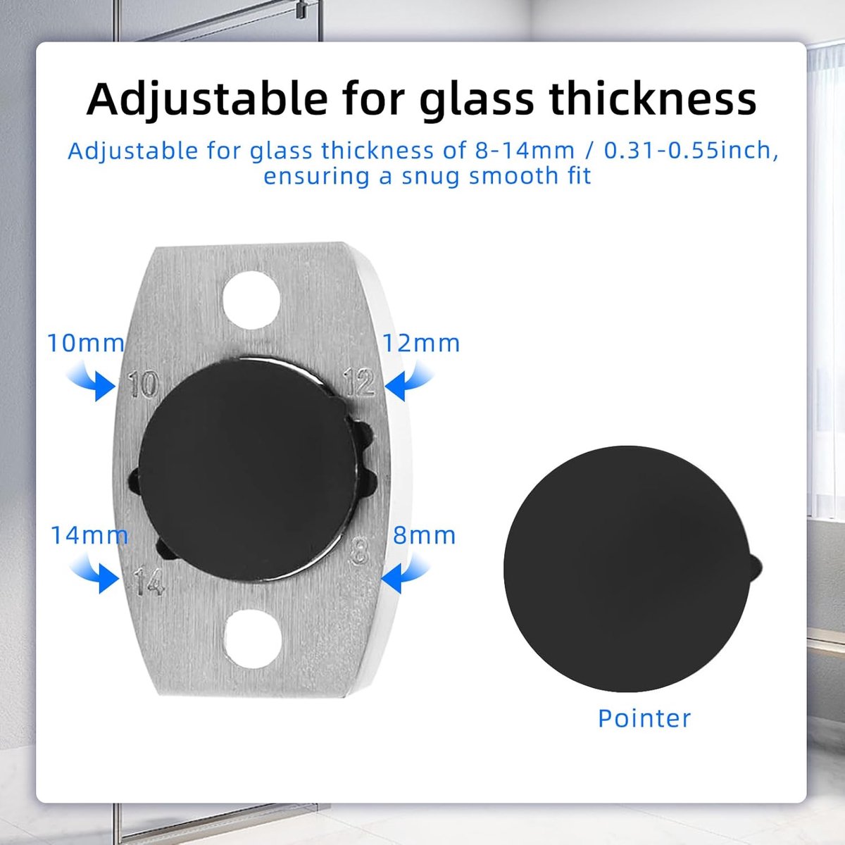 Glazen schuifdeur vloergeleider - roestvrij staal 304 - verstelbaar voor 8-14 mm glas - houdt deuren recht - ShopVlot