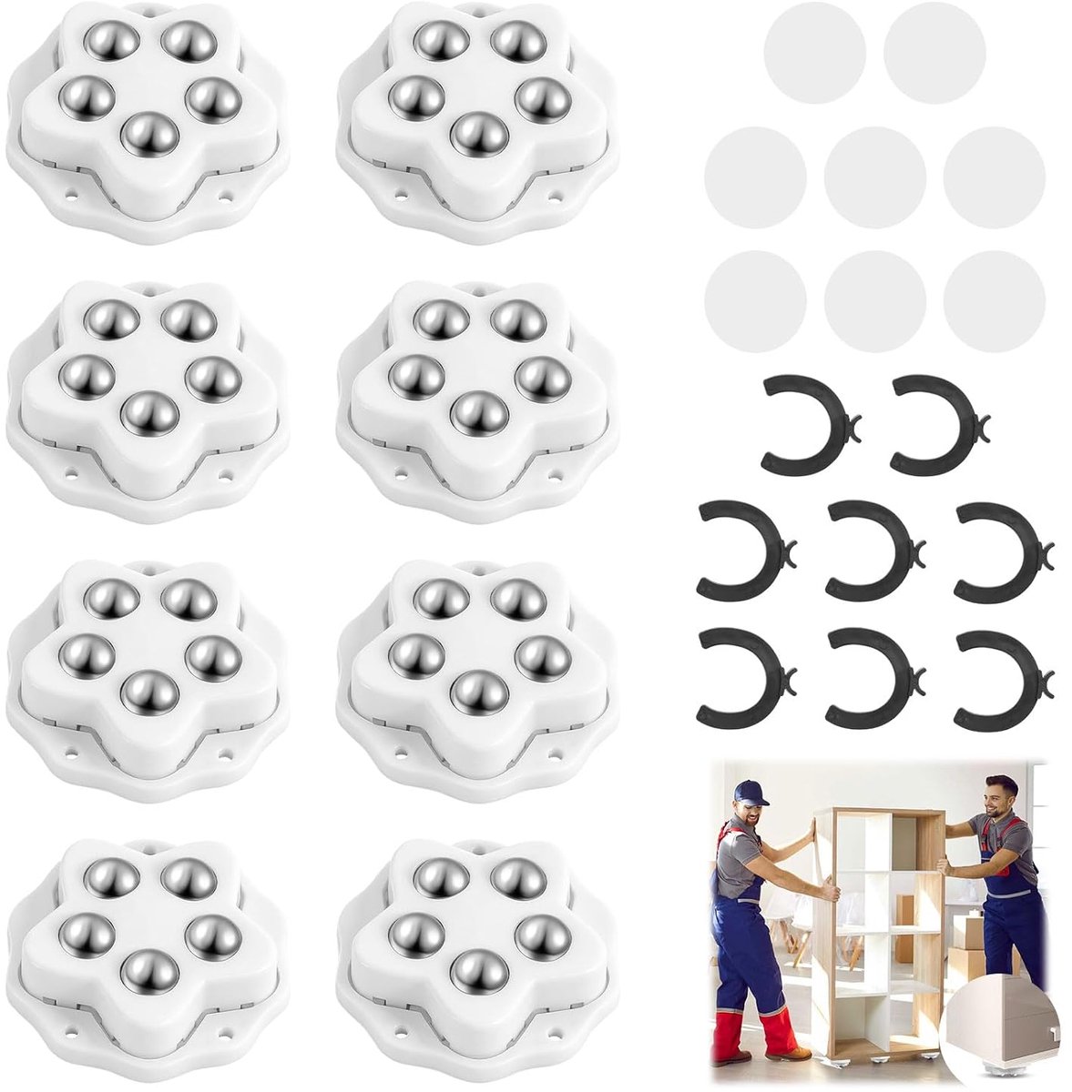 Meubelswielen 8 Stuks - Kleine Kogelwielen - Zelfklevend - 360 Graden Beweging - ShopVlot