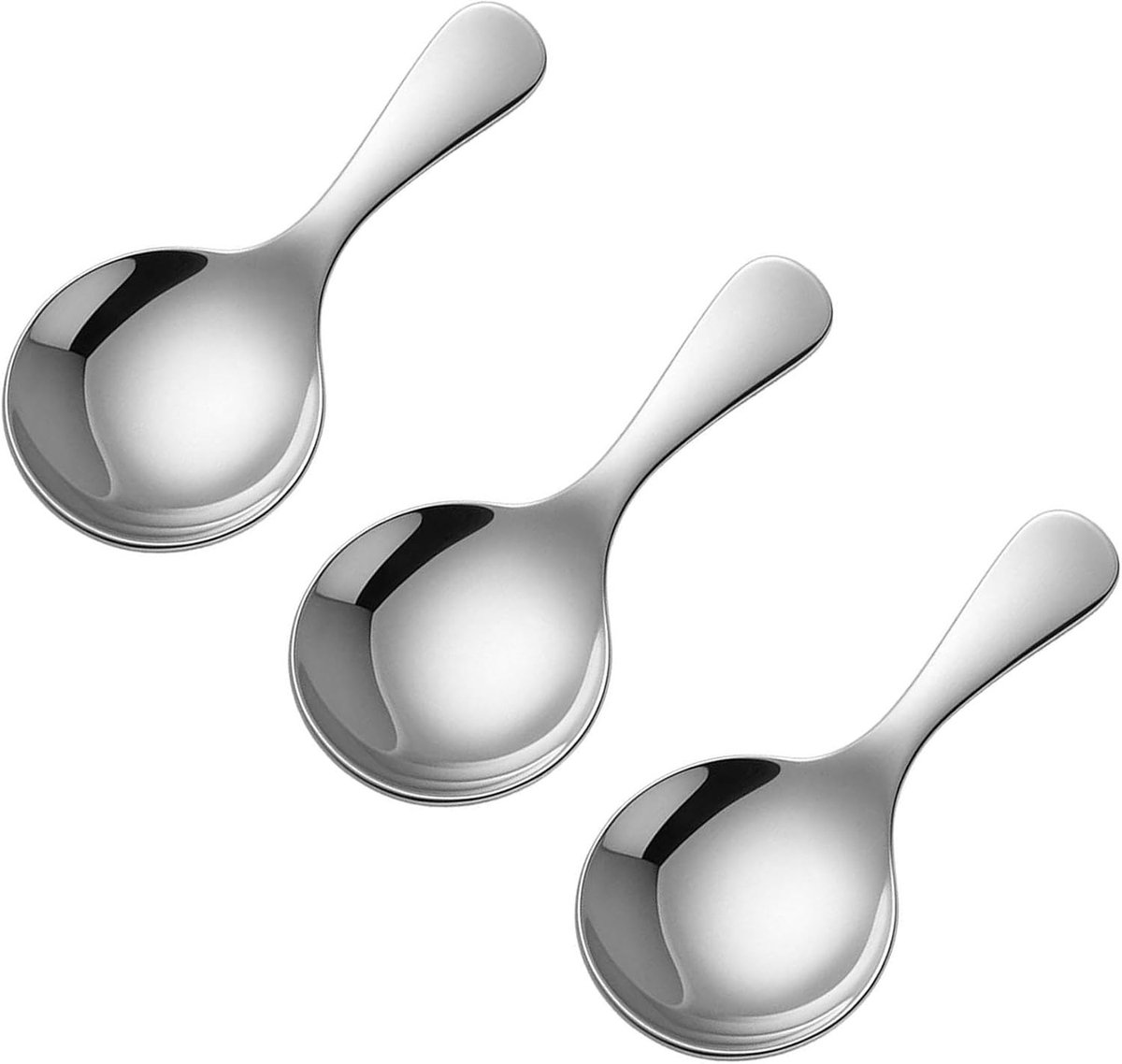 Roestvrijstalen koffielepels set van 3, korte handgreep, ideaal voor dessert, ijs en honinggebruik