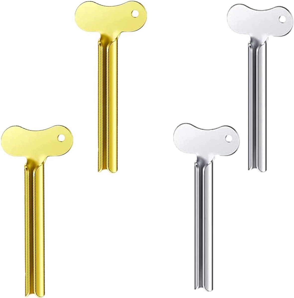 Tandpasta tube knijper 4 stuks - RVS - Hangfunctie - Makkelijk opbergen - ShopVlot