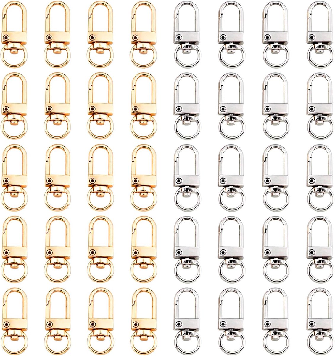 Swivel keychains 40 stuks - metalen karabijnhaak - robuust en duurzaam - ideaal voor tassen en DIY - ShopVlot