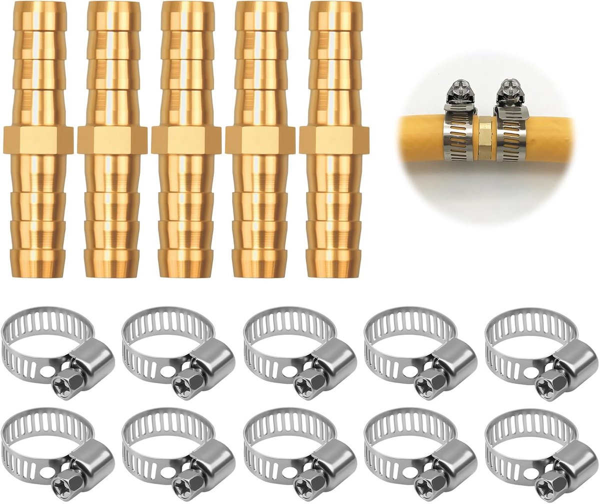 Hose connector 5/16" - 8mm messing - rechte naaldverbinding - voor water/brandstof/lucht - ShopVlot