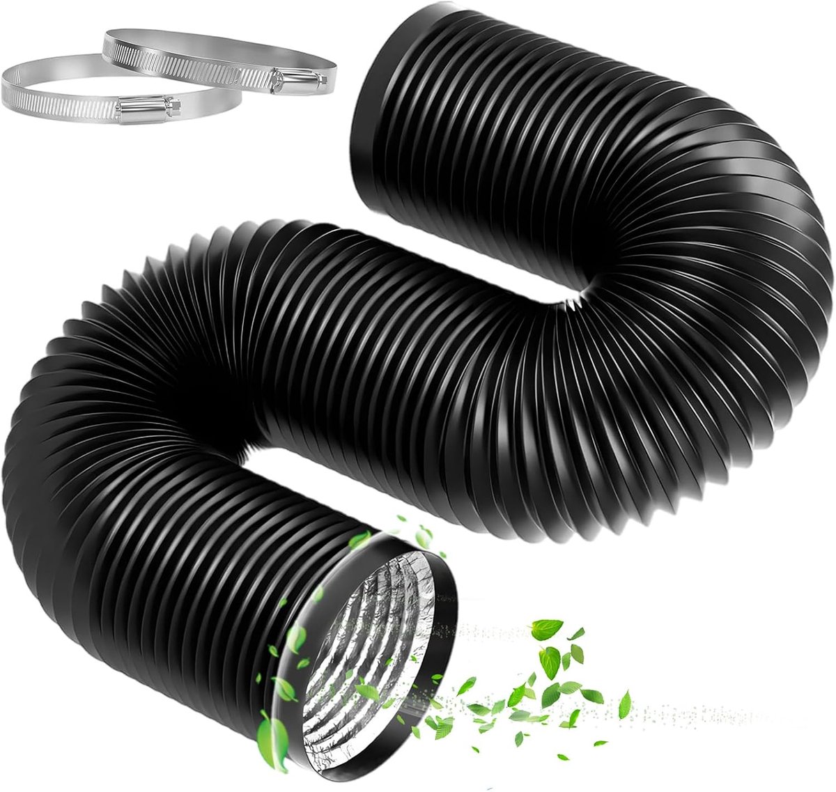 Ventilatiebuis 100mm - Zwart Aluminium PVC - Flexibele pijp - Ideaal voor wasdroger en afzuiger - ShopVlot