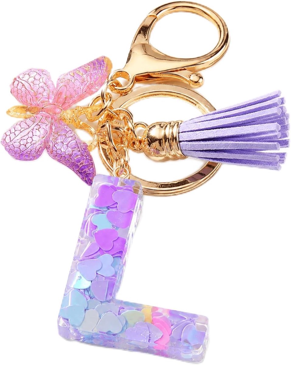 Sleutelhanger meisjes initialen - vlinder ontwerp - gepersonaliseerd - ideaal cadeau voor dochter of vriendin - ShopVlot