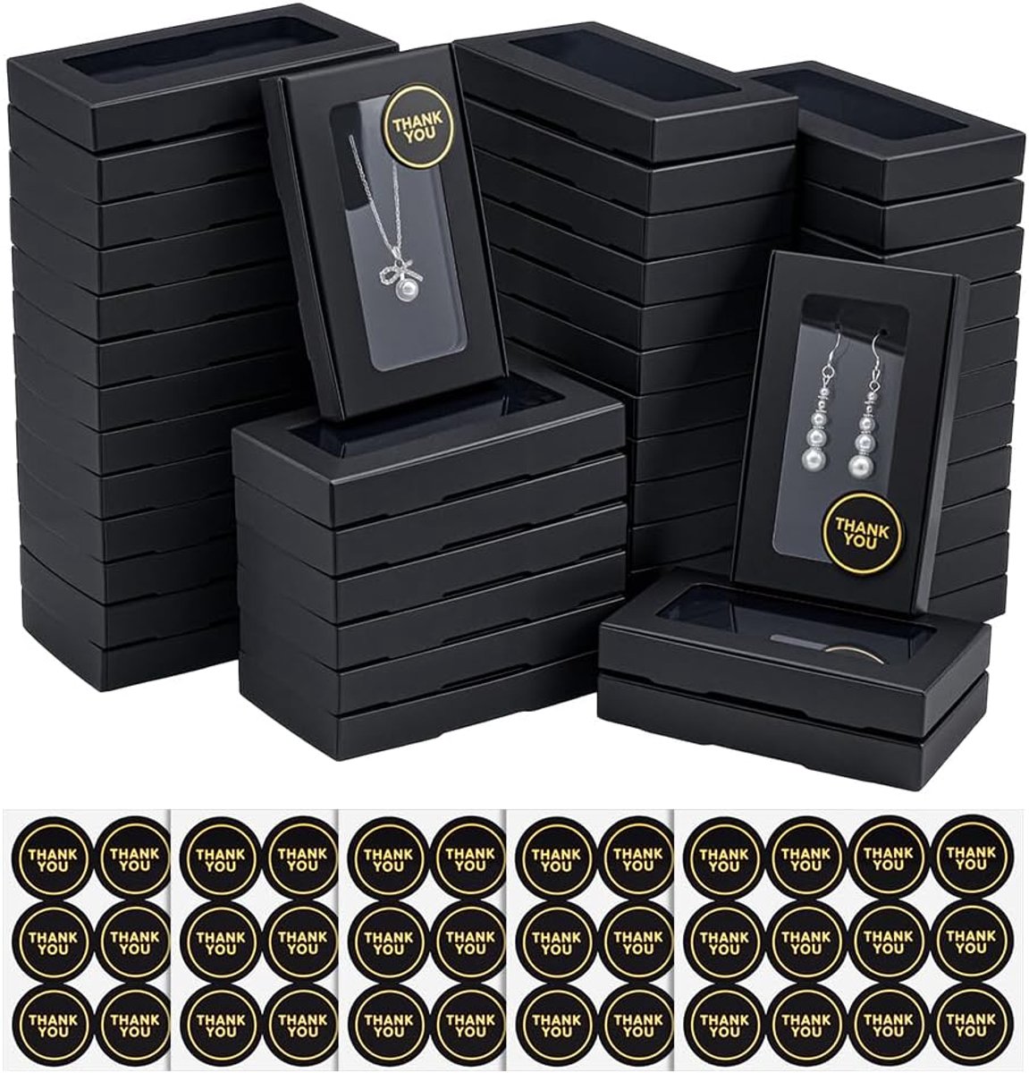 Sieraden geschenkdoos 60 stuks - kartonnen verpakking - met venster - ideaal voor sieraden - ShopVlot