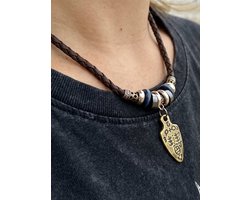 Anelplus Heren Ketting van Gevlochten Leer – Viking Amulet Hanger – Vintage Bohemian Halsketting – Stoer Sieraad voor Mannen