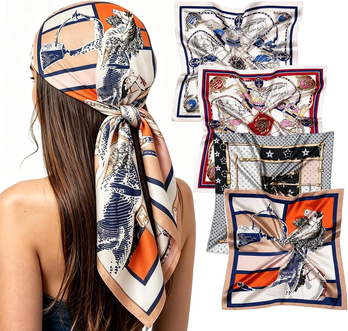 Vierkante sjaals 90 x 90 cm - lichte zijden sjaal - modieuze hoofddoek - perfect als haaraccessoire - ShopVlot