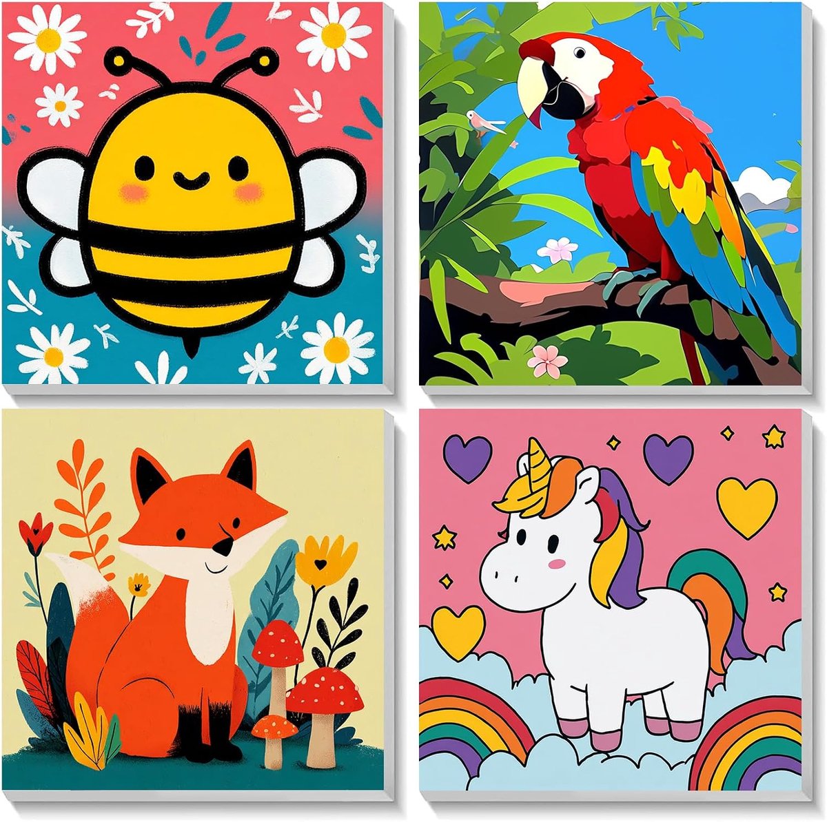 Schilderen op nummers set 4 stuks - Paarden schilderij met lijst - Creatieve hobby voor volwassenen - ShopVlot