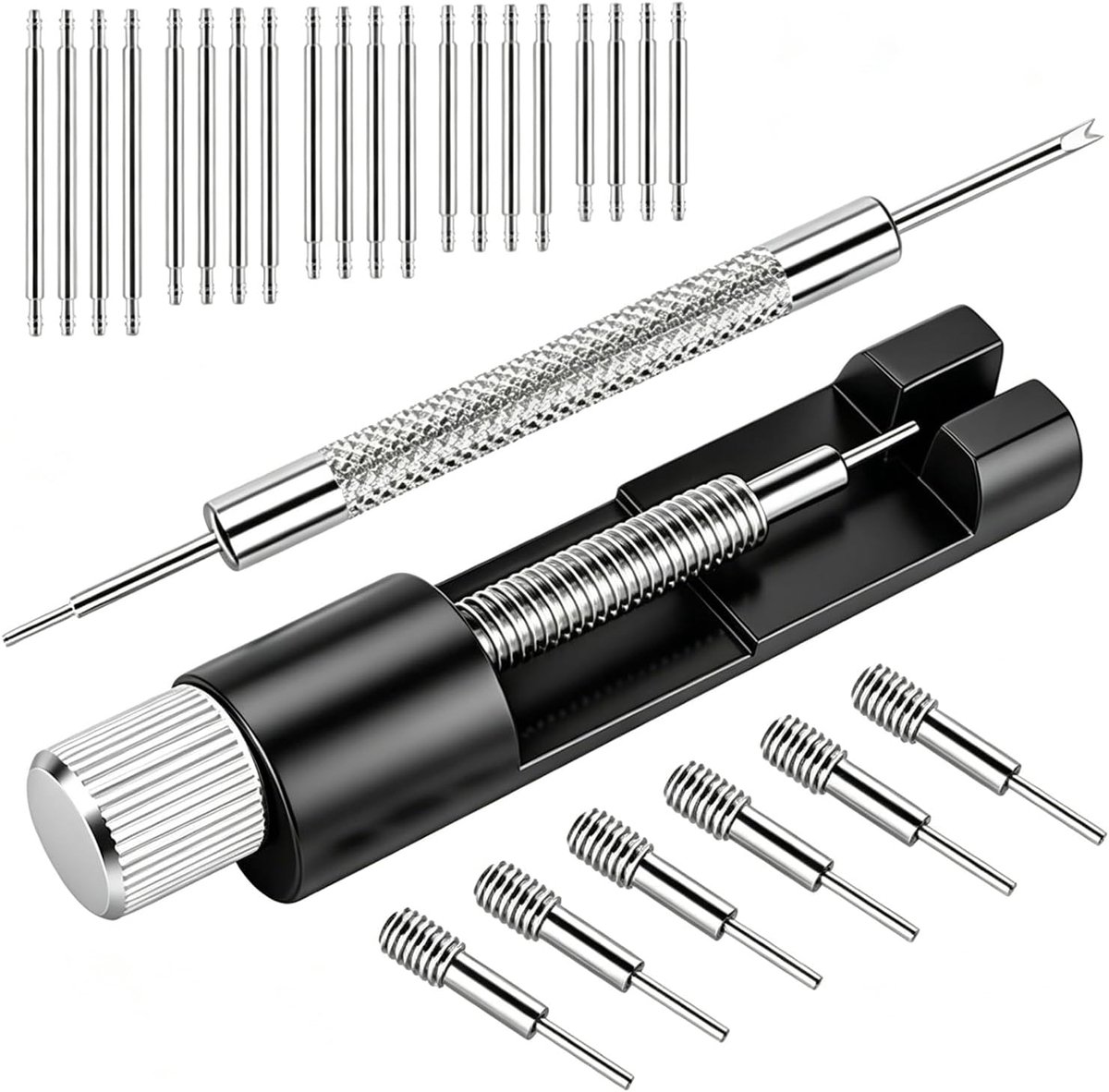 horlogereparatieset 28-delig - roestvrijstalen veerstiften 16-24 mm - gereedschap voor horlogebandjes - ShopVlot