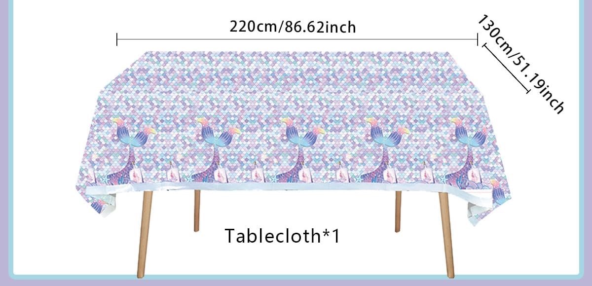 Tafellaken zeemeermin 130 x 220 cm - plastic - waterverf design - ideaal voor kinderfeestjes - ShopVlot
