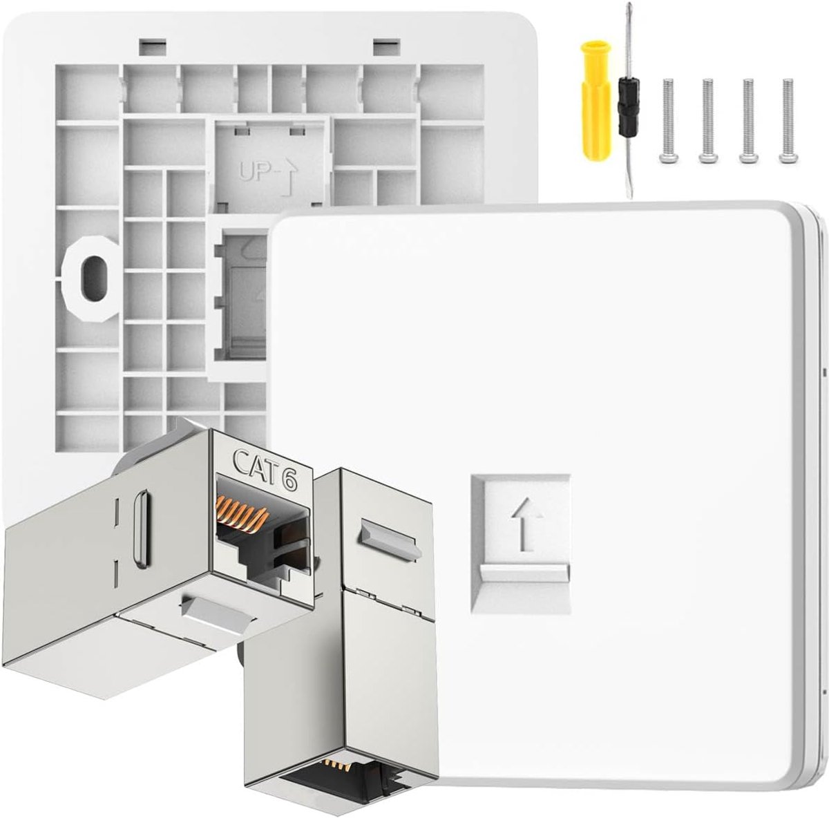 CAT6 gigabit-netwerkbus enkele poort RJ45-wandbussen CAT6 ethernet frontplaat Ethernet RJ45 LAN-kabel frontplatte - ShopVlot