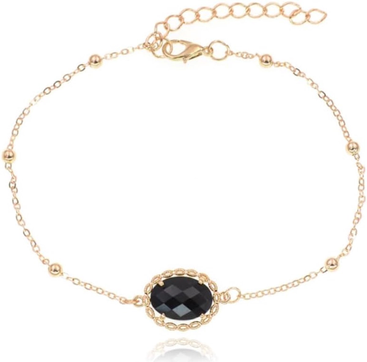 Gold Tone Adjustable Ankle Strap, Metal alloy/Glassstone - ShopVlot