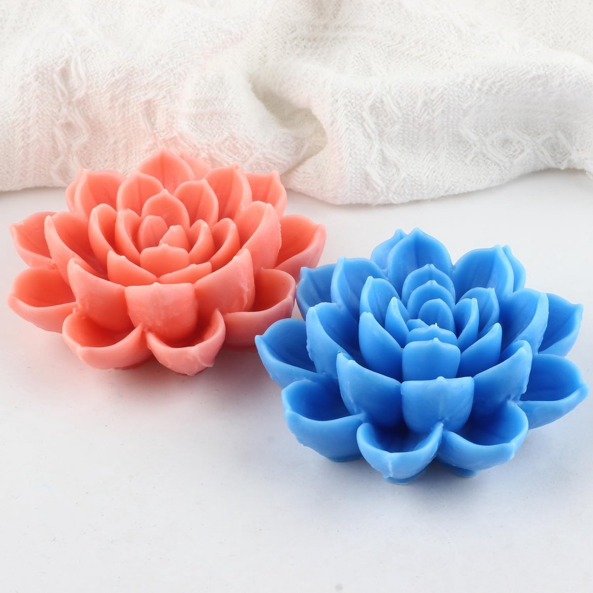 XIAOSHUI Lotus Flowers Candle Shapes Lotus Flowers Silicone Candle Mold Lotus Resin Mould for Candles Home Decoration - ShopVlot