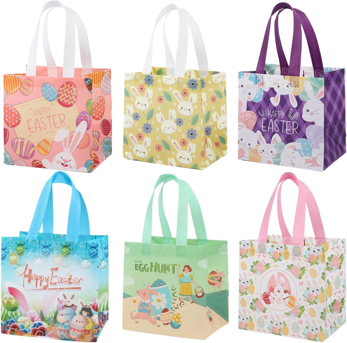 6 stuks cadeauzakjes voor Pasen, paaszakjes om te vullen met handgrepen, multifunctionele paasmandjes, paasmandjes - ShopVlot