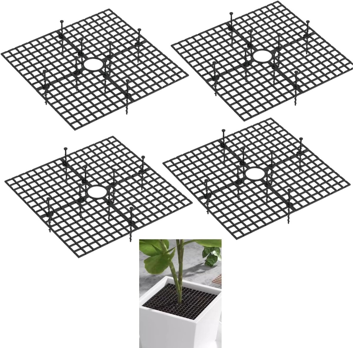 4pcs Plant Pot Cover Animal Plant Protector 30cm/11.8inch Plant Pot Grid with Center Cutout Flower Cover Bottom - ShopVlot