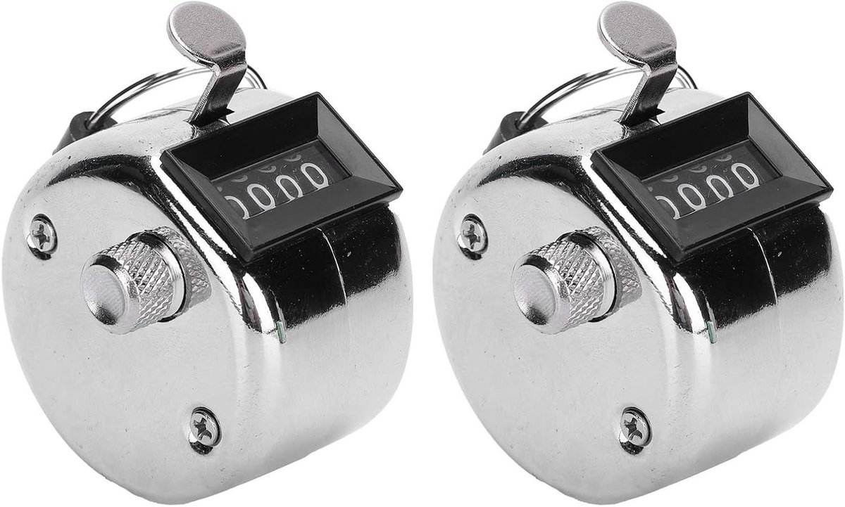 Handteller Roestvrij Staal - Knopteller Tellen - Inventaris Tellen - Batterijloos Ontwerp - 0-9999 - Metaal