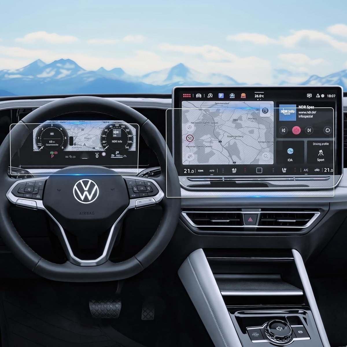 9H Protective Film for VW Tiguan III 2024-2026 12.9 Inch Navigation and 10.25 Inch Digital Cockpit Universal for VW - ShopVlot