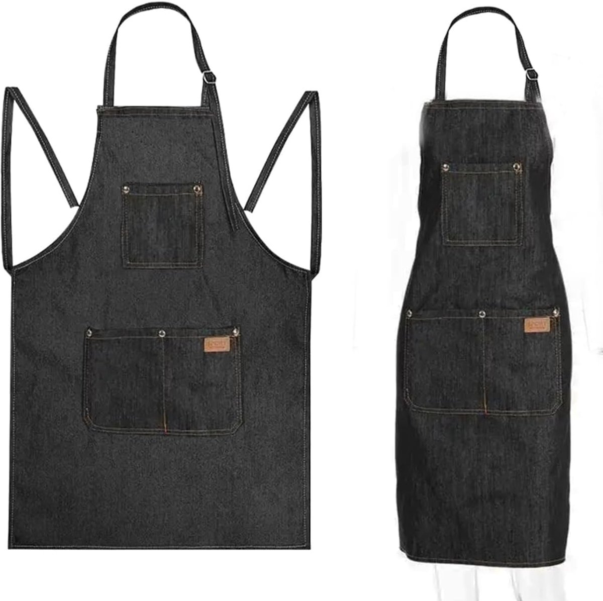 Long Cowboy Apron with 3 Pockets, Adjustable Thickened Denim Apron for Women and Men, Suitable for Gardening, Cooking - ShopVlot