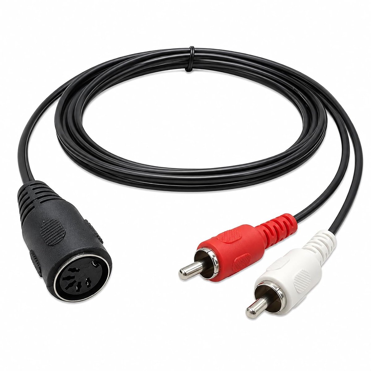 DIN-kabel, 5-polig, vrouwelijk naar 2 RCA-stekkers, stereo, 5-polige MIDI-adapter, 1,5 m, voor Bang & Olufsen Naim - ShopVlot