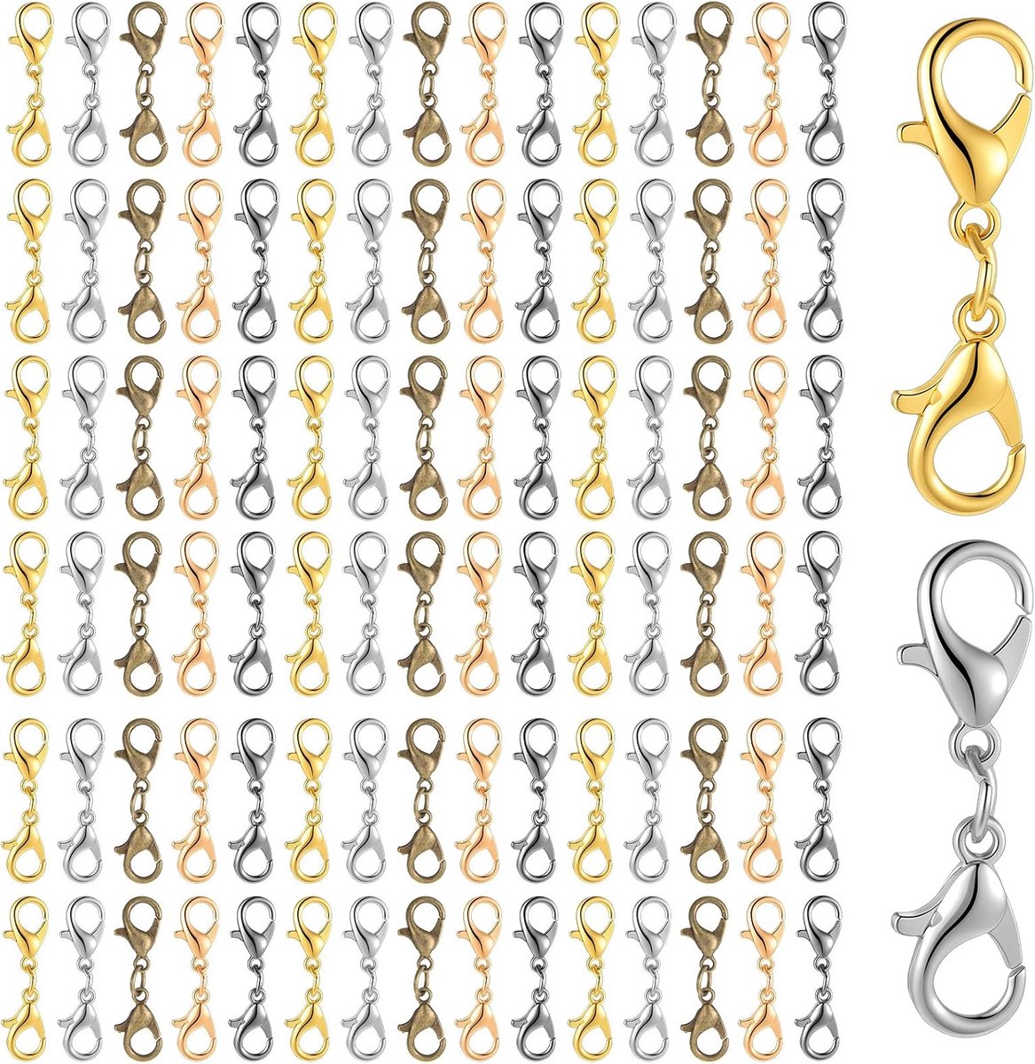 100 stuks kettingsluiting roestvrij staal, armbandverlenging - ShopVlot