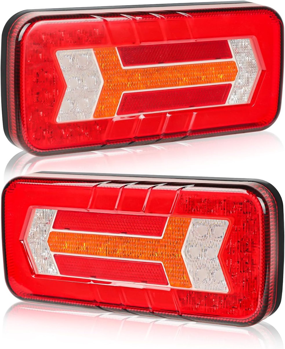 AOHEWEI 2 Pieces Rear Lights for Trailers 12V/24V Super Bright Waterproof with Turn Signals, Brake Lights, Rear Fog - ShopVlot