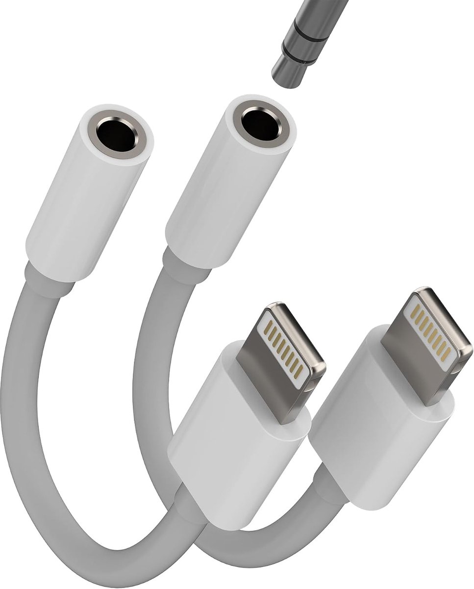 Lightning naar 3.5mm Hoofdtelefoon Jack Adapter (2 Pack) voor iPhone 14 13 Pro AUX Audio Kabel voor Apple MFI - ShopVlot