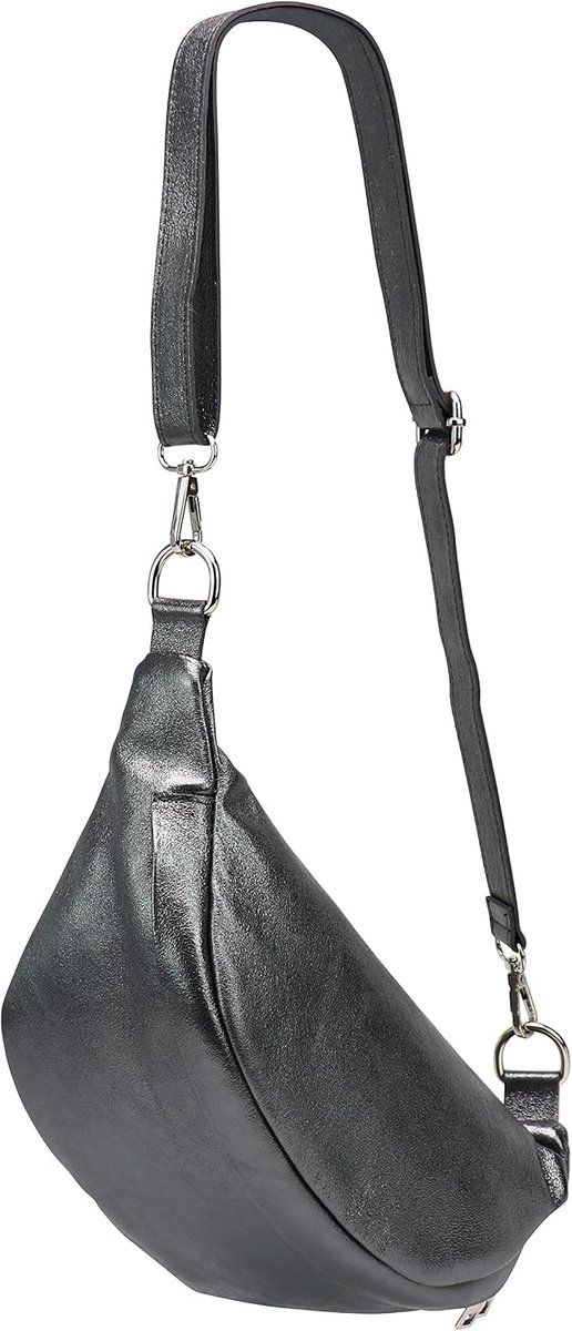 SH Leder ® Marie G528 Unisex Genuine Leather Waist Bag for Festivals Travel Medium Crossbody Bag 32 x 17 cm Anthracite - ShopVlot