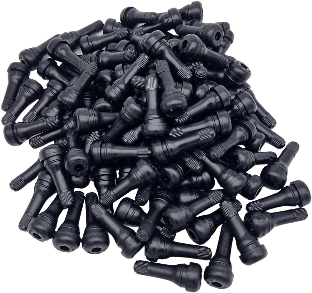 100 x TR413 rubber valves – snap-in tyre valves 43 mm – black – 11.3 mm rim hole – up to 4.5 bar – incl. valve caps - ShopVlot