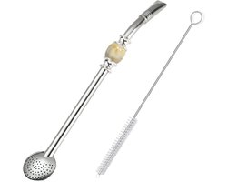 Reusable Bombilla Yerba Mate Tea Straw, Stainless Steel Strainer Filter with Beautiful Bead, Metal Straw for Drinking - ShopVlot