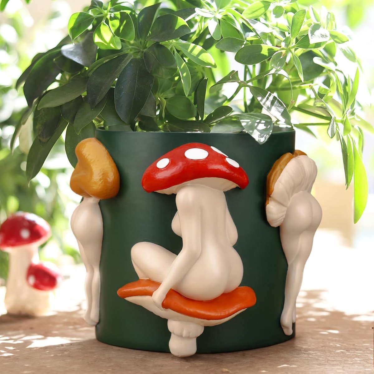 Mushroom Flower Pot for Women Unique Flower Pot Boho Funky Eclectic Home Decor Modern Mushroom Shape Flower Pots for - ShopVlot