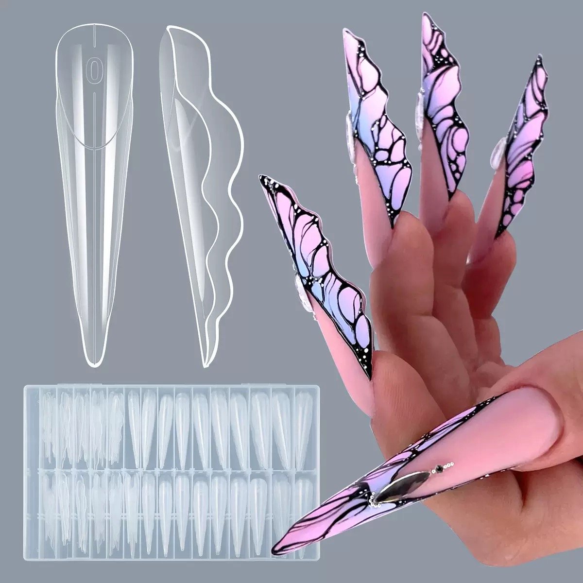 CACCIO® Dual Forms voor Polygel - Nagel Tips met Hulplijnen - Herbruikbare Nagelvormen voor Gel & Acrylgel - Nail Extension Forms - 15 maten/150 stuks - polygel nagels - acrylgel - nail forms - gel nagels - nagel tips polygel - manicure nagelstylist