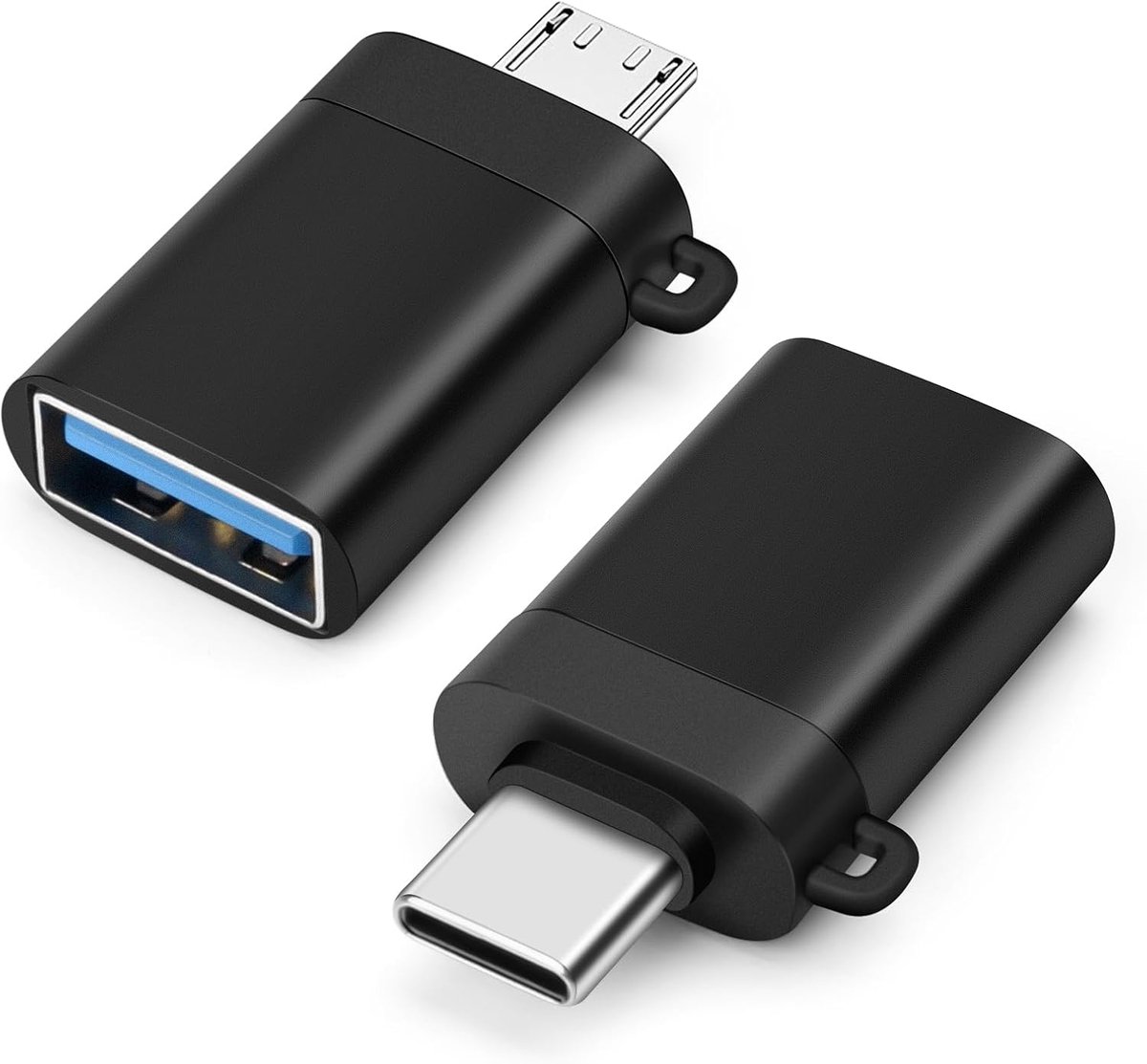USB C to USB Adapter/Micro USB to USB Adapter 2-Pack with Hanging Strap, OTG Type-C or Micro USB Adapter for Laptop - ShopVlot