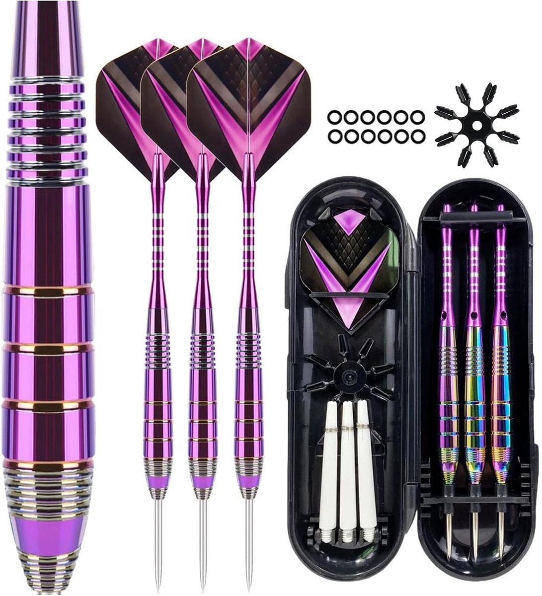 Pack of 3 darts with plastic tip, galvanized rainbow housing, professional premium electronic dart board with storage - ShopVlot