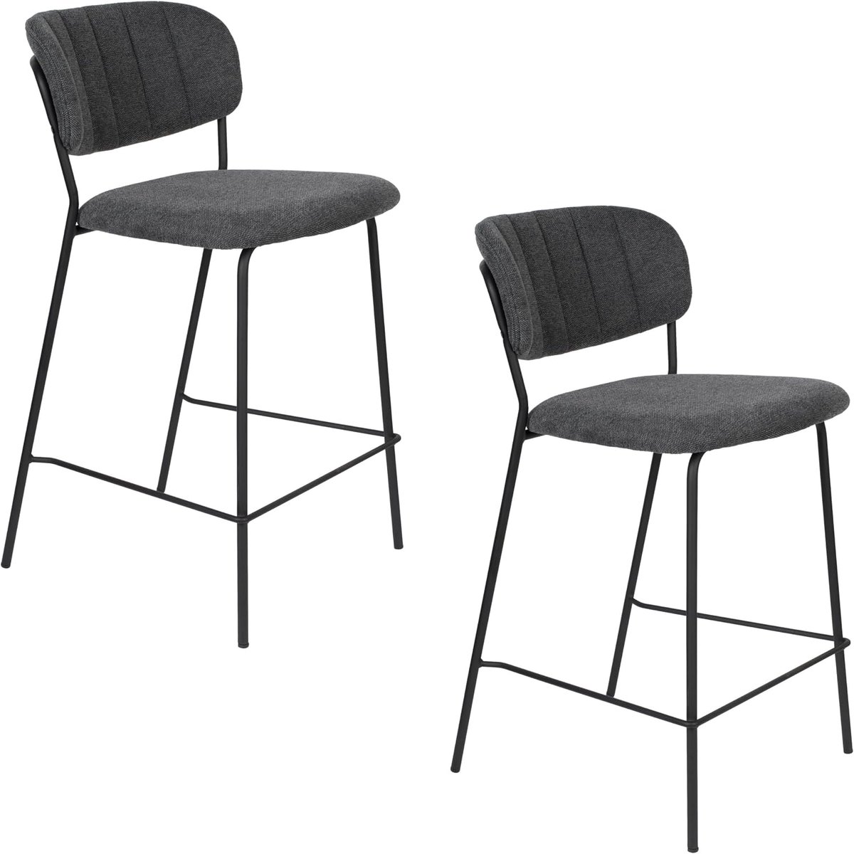 Jolien Barkrukken 65 cm Zwart/Donkergrijs - Set van 2 - ShopVlot
