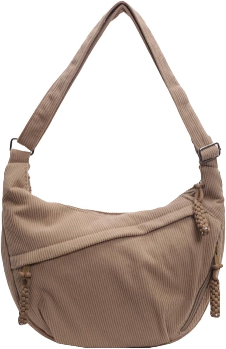 Crossbody Bag Women's Shoulder Bag Corduroy Large Handbag Half Moon Shoulder Bag Belly Bag Ladies for Daily Wear - ShopVlot