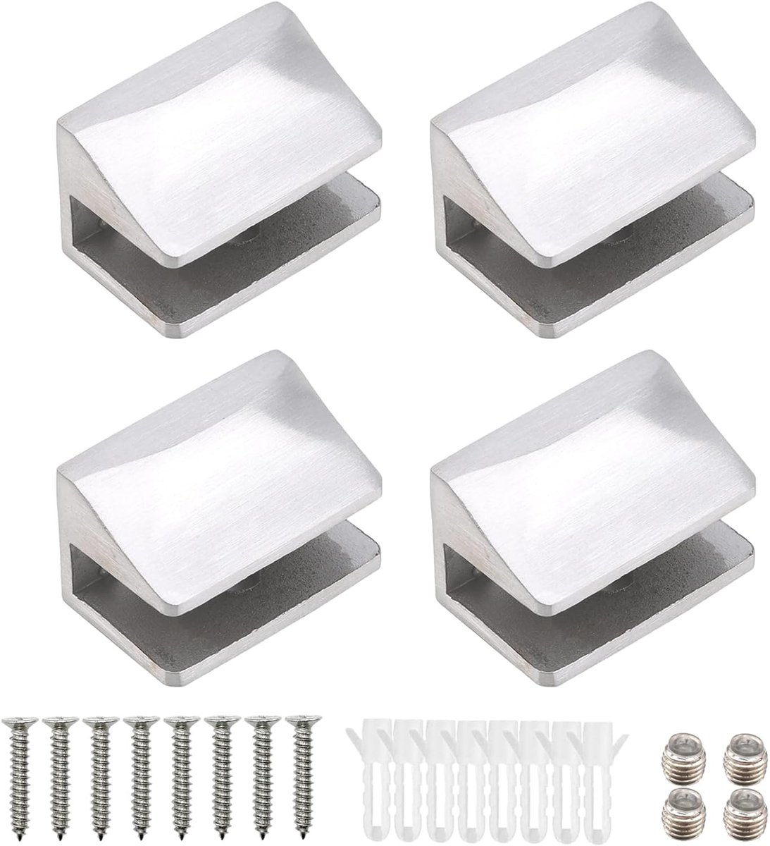 Pack of 4 304 Stainless Steel Glass Clamps and Holders for Glass Shelves, Clips for Glass Shelves Made of Glass - ShopVlot
