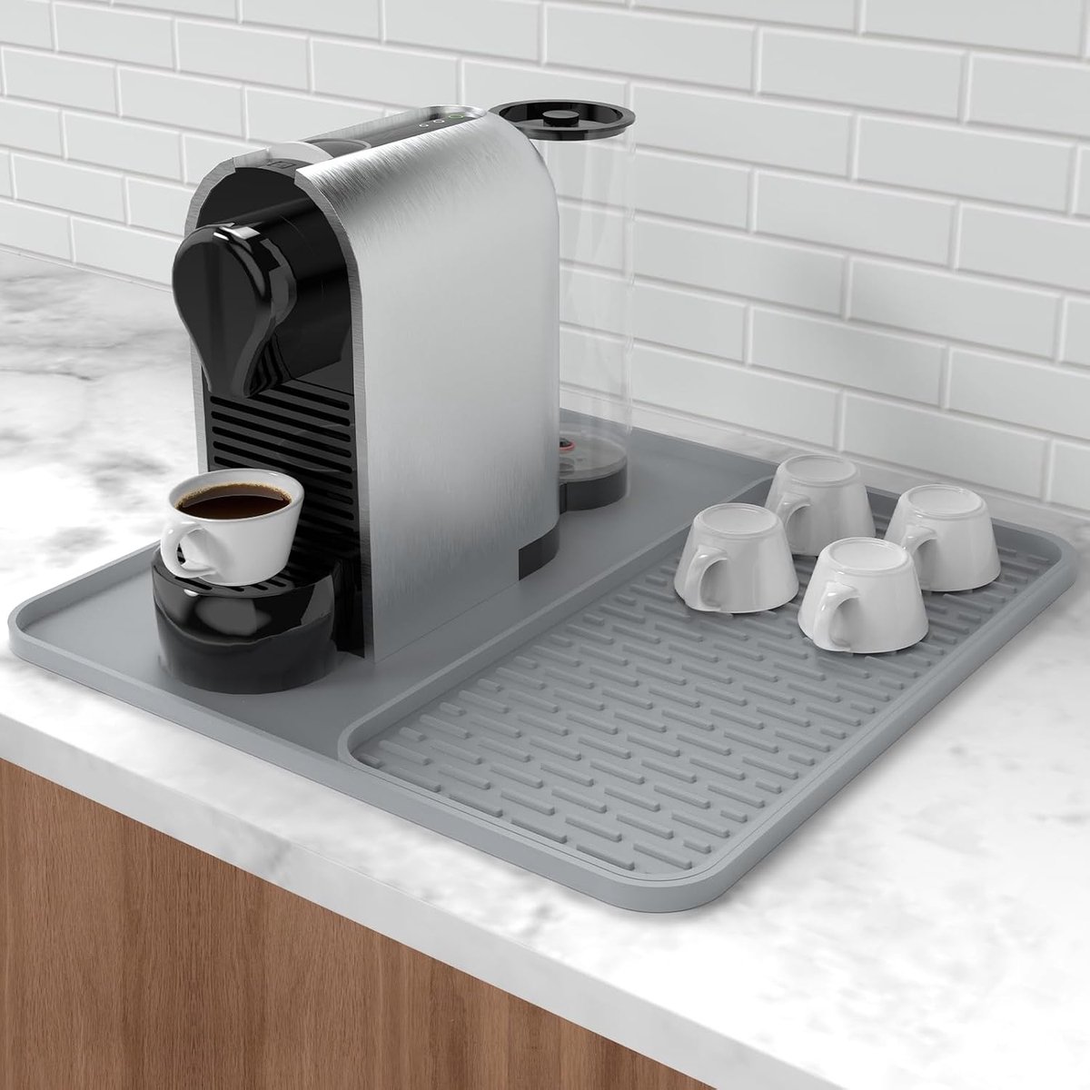 Silicone Coffee Pad, 60 x 40 cm, Removable Drying Mat for Kitchen Workstations, Coffee Bar Accessories, Fits Under - ShopVlot