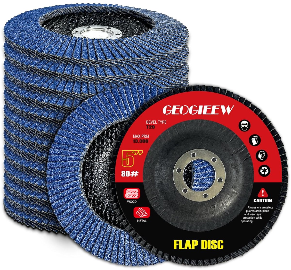 Fan Disc, 125 mm, Angle Grinder, 80 Grit, Pack of 20 for Metal, Wood and Steel, Fast and Precise T29 Cutting with - ShopVlot