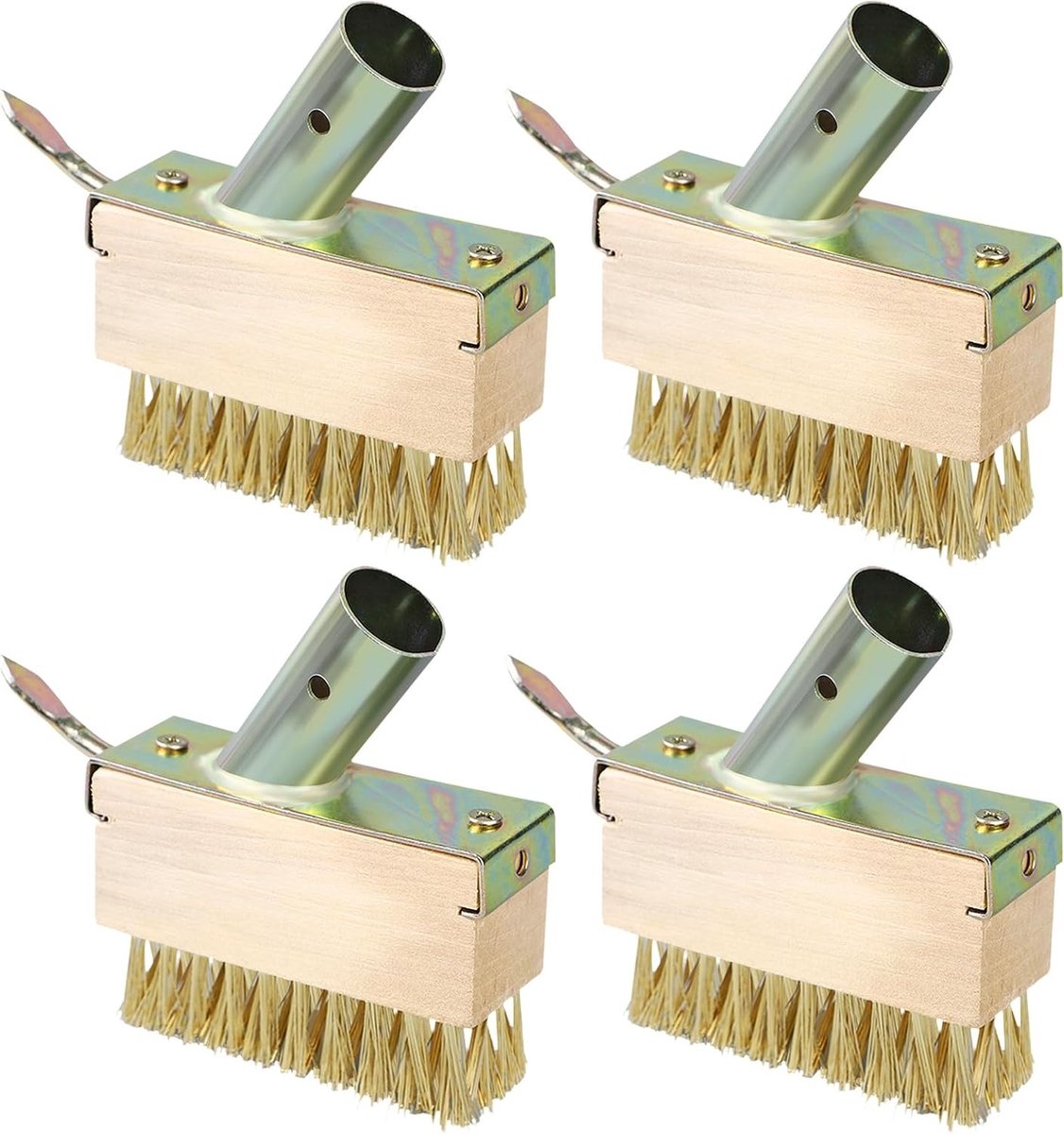 Set van 4 Onkruidvoegenborstels - Goud - Houten Behuizing met Stalen Borstelharen - Voor Tuin en Buitenruimtes