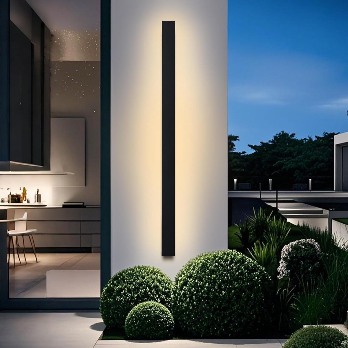 60CM LED Villa Wall Light Black Waterproof IP65 Aluminium Acrylic Outdoor Garden Patio Porch Bedroom Living Room - ShopVlot